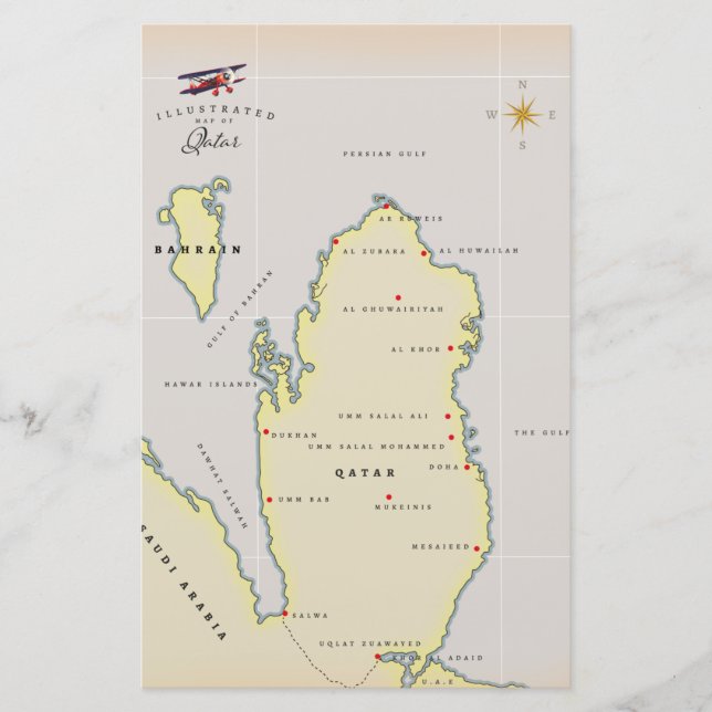 Papelería Mapa ilustrado de Qatar (Anverso)