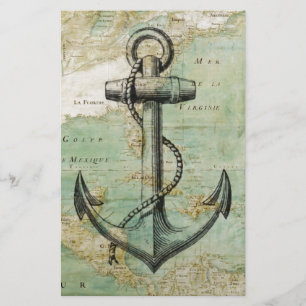 Papelería Mapa náutico antiguo con el ancla