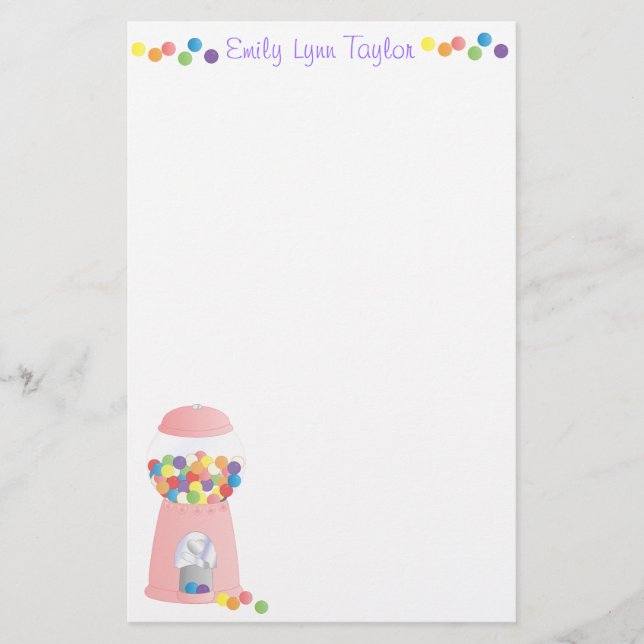 Papelería Máquina Gumball rosa (Anverso)