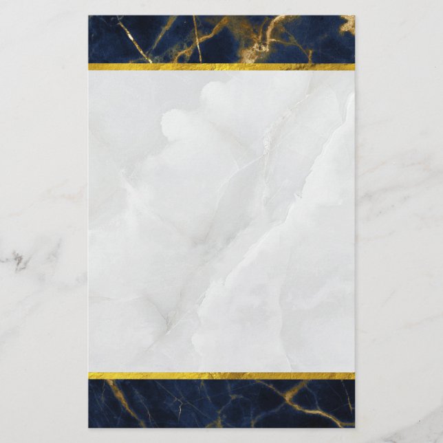 Papelería Marble azul marino y oro moderno estilo (Anverso)