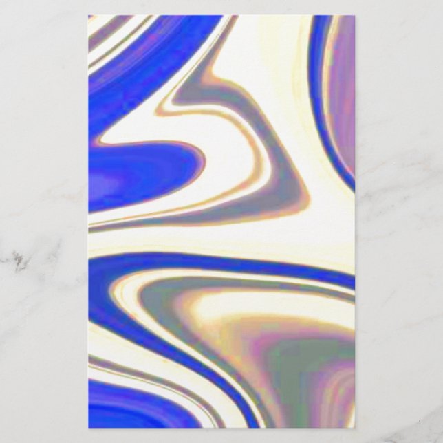 Papelería Marble azul y remolinos amarillos (Anverso)