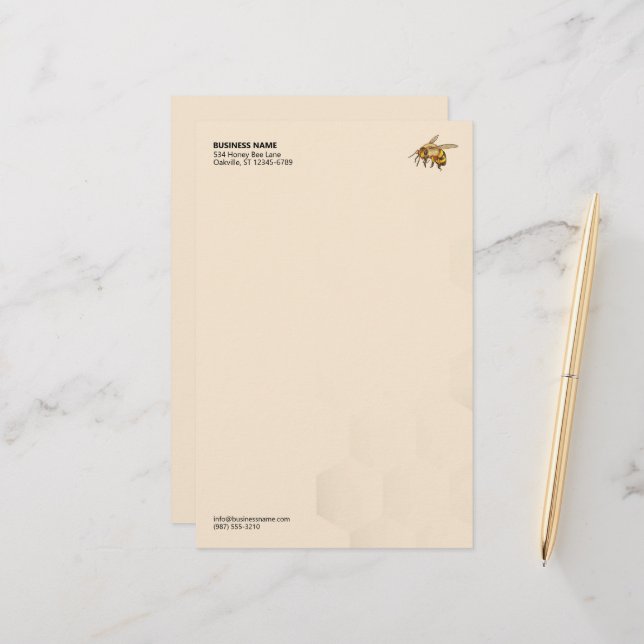 Papelería Marca de agua de abeja de miel moderna (Anverso/Reverso In Situ)