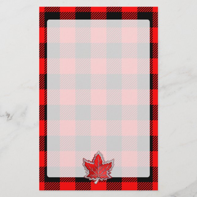 Papelería Marce Leaf Buffalo Check Red Black Plaid Style (Anverso)