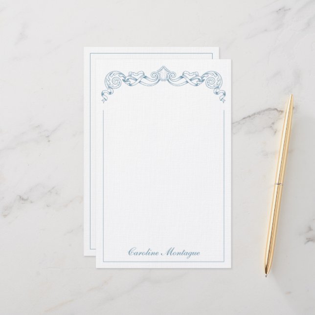 Papelería Marco de Cresta de Cinta Azul y Blanco Personaliza (Anverso/Reverso In Situ)
