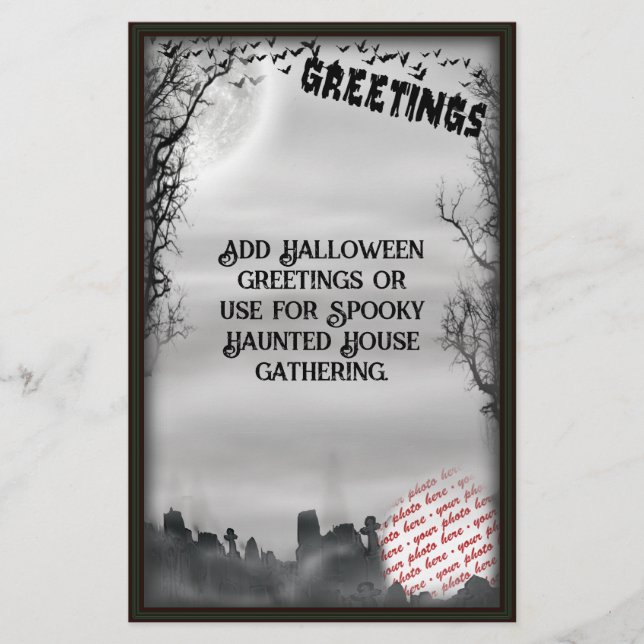 Papelería Marco de Foto de Escena de Halloween (Anverso)