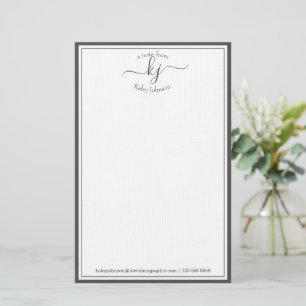 Papelería Marco gris del guión del monograma Minimalista clá