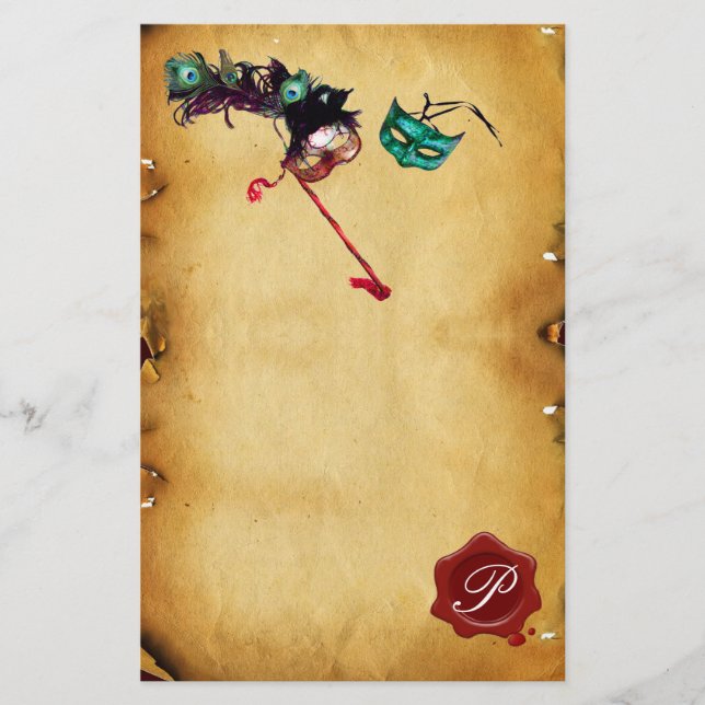 Papelería MARDI GRAS MASQUERADE Parchment Wax Seol Monograma (Anverso)