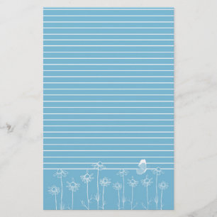 Papelería Mariposa Azul Chamomile Flores Lino Blanco