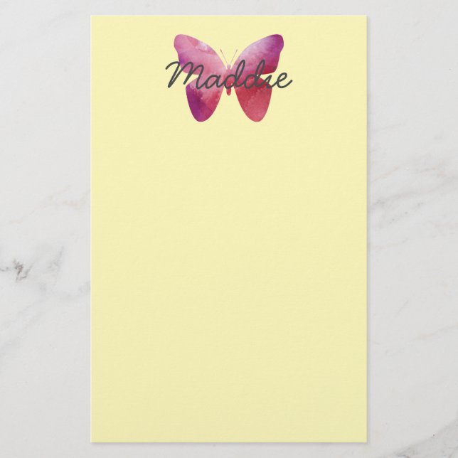 Papelería Mariposa capilar rosa (Anverso)