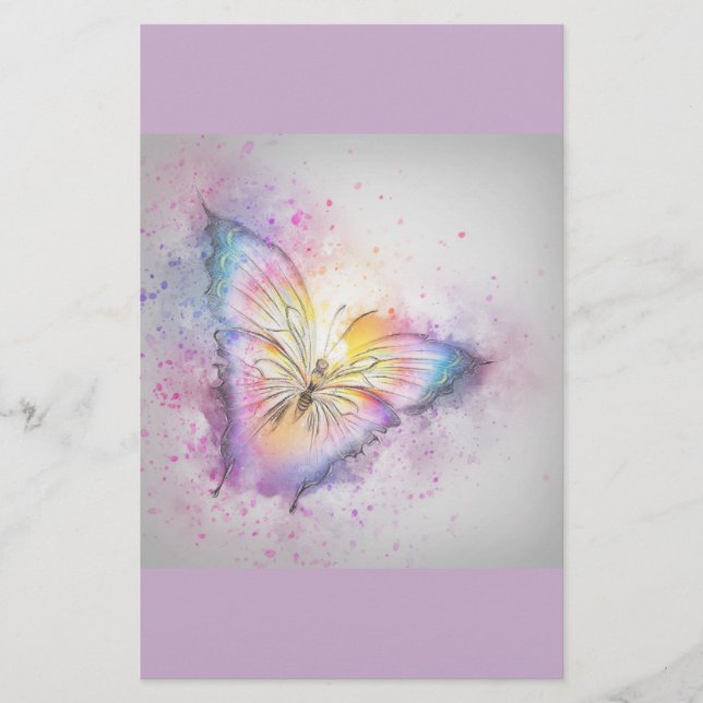 Papelería Mariposa en colores pastel (Anverso)