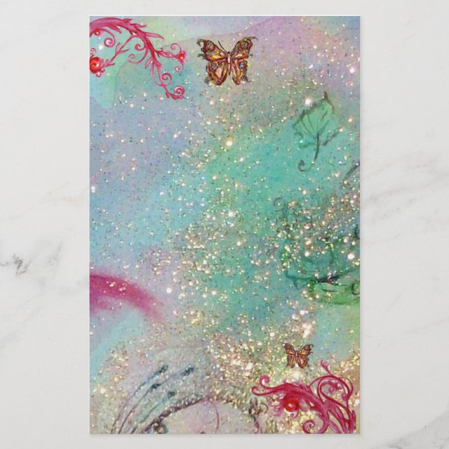Papelería MARIPOSA EN SPARKLES 2, rosa rojo azul (Anverso)