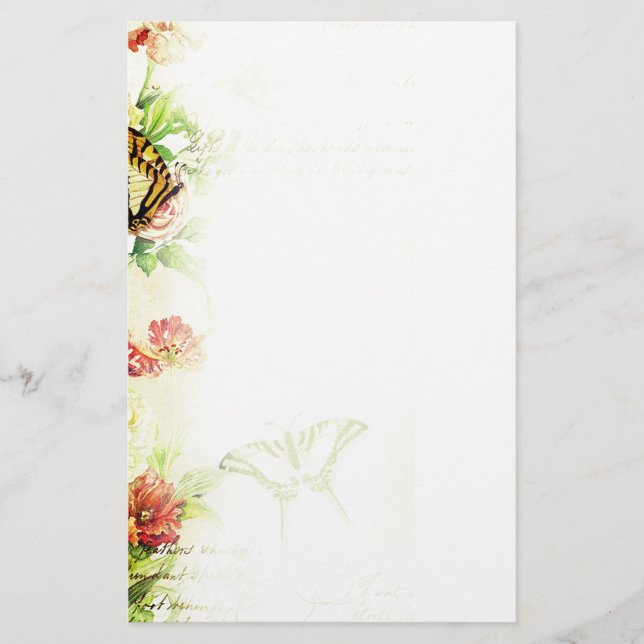 Papelería Mariposa floral (Anverso)