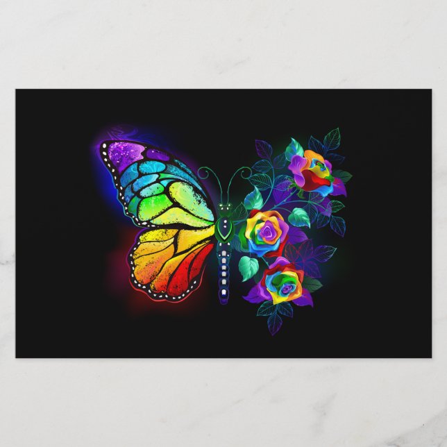 Papelería Mariposa florida arcoiris (Anverso)