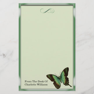 Papelería Mariposa metálica verde