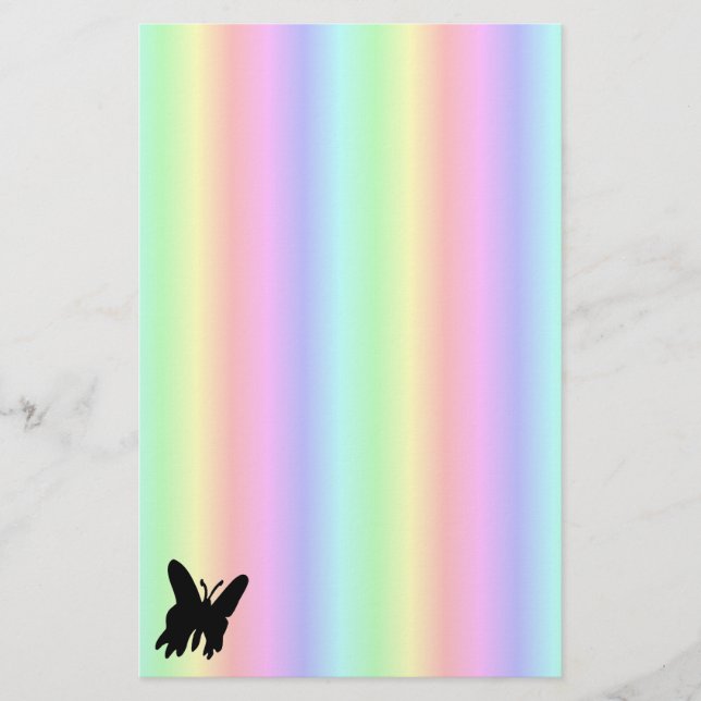 Papelería Mariposa negra en la estación pastell Rainbow (Anverso)