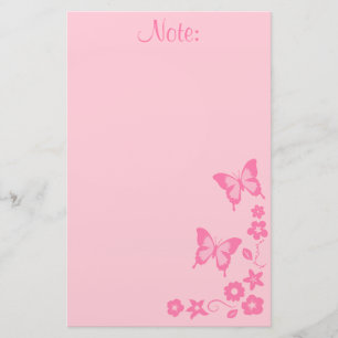 Papelería Mariposa Rosa Elegante Flores Niña
