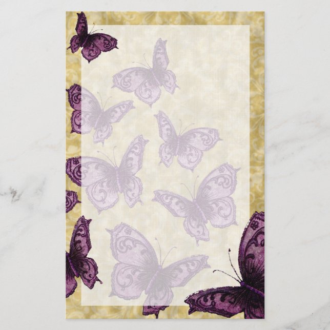 Papelería Mariposas reales (violetas) (Anverso)