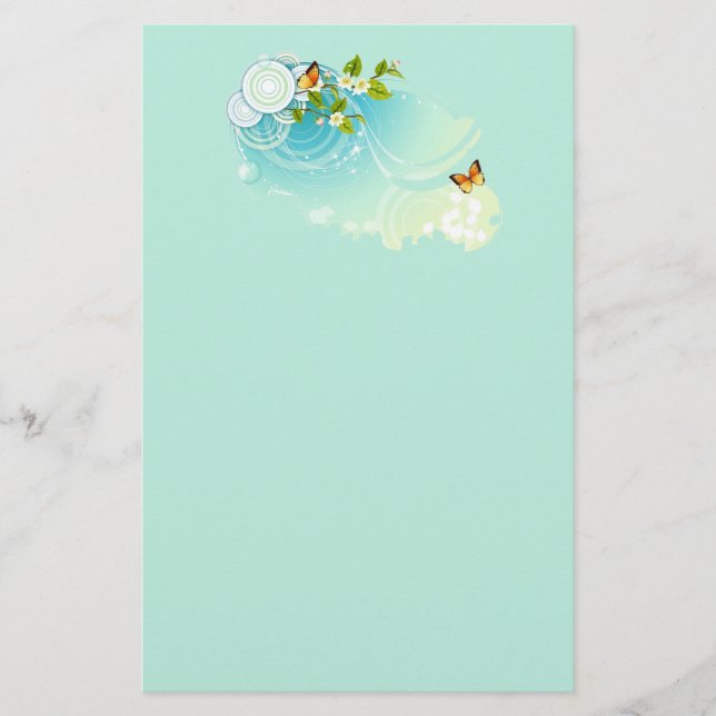 Papelería Mariposas y flores en flor (Anverso)