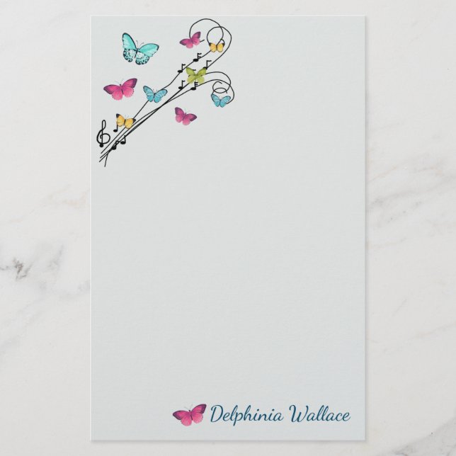 Papelería Mariposas y música (Anverso)