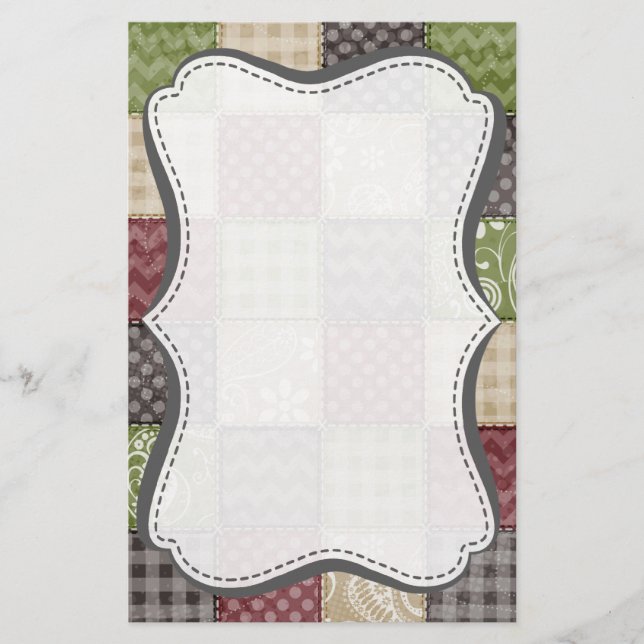 Papelería Maroon, Brown, Tan y Green Quilt Look (Anverso)