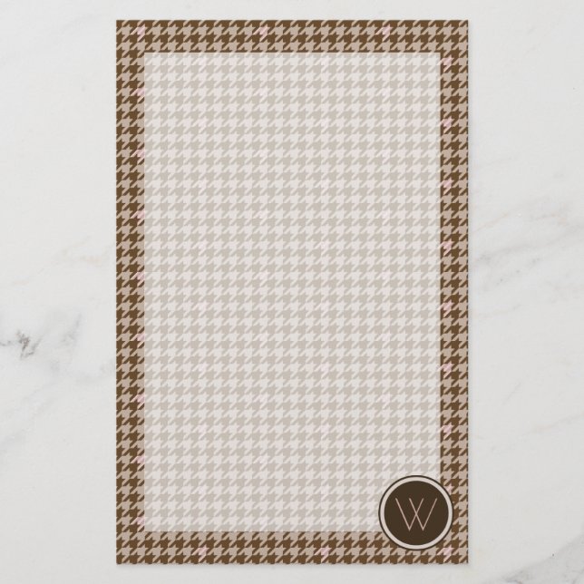 Papelería Marrón con Rosa de acento dorado Stationery (Anverso)