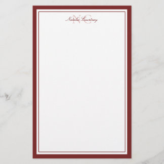 Papelería Marrón simple con dos monogramos de borde grueso y