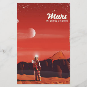 Papelería Mars Science fiction vintage travel poster