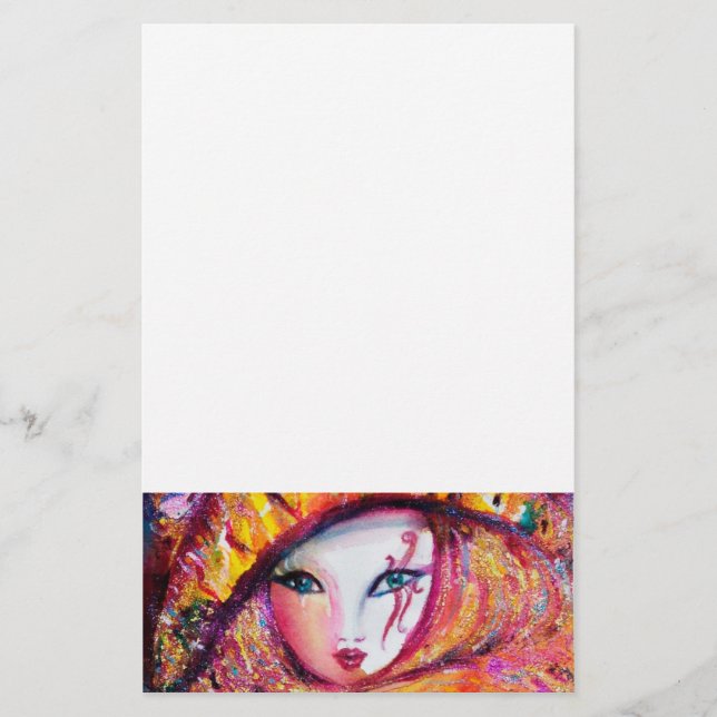 PAPELERÍA MÁSCARA DE CARNAVAL VENECIANA EN AMARILLO (Anverso)