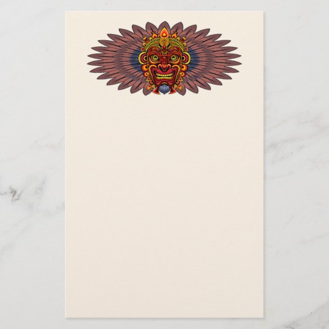 Papelería Máscara ritual del rey guerrero tribal (Anverso)