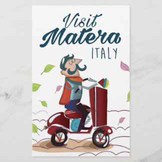 Papelería Matera Italia Dibujo Scooter impresión de viaje