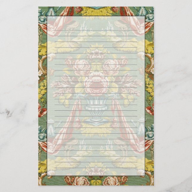 Papelería Materia textil con un adorno floral de repetición (Anverso)