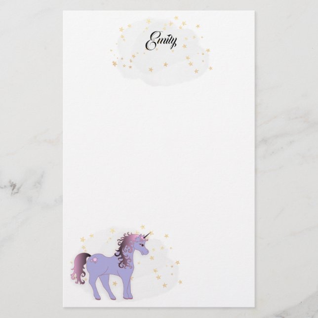 Papelería Mauve Unicornio y las estrellas del oro (Anverso)