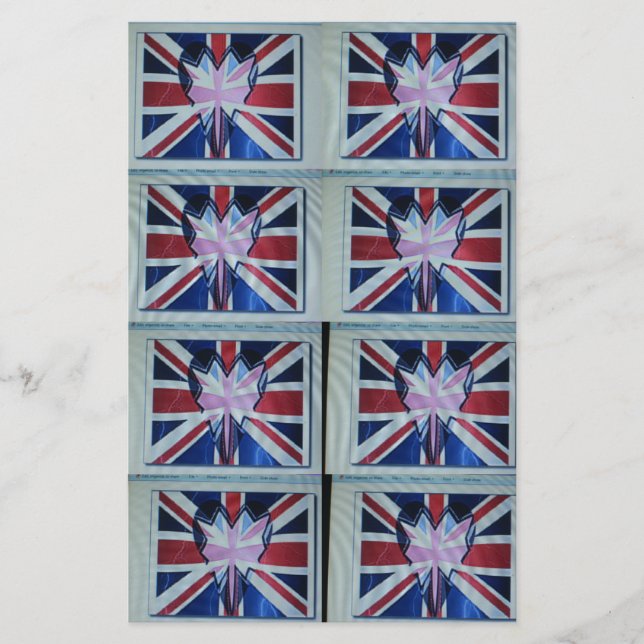 Papelería Me encanta la impresión de arte en Inglaterra (Anverso)