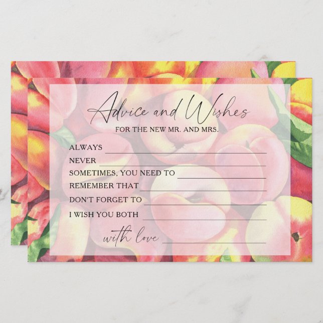 Papelería Melocotones - consejo y deseos ducha de novias (Anverso / Reverso)