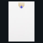 Papelería Menorah y la estrella de David<br><div class="desc">Menorah del oro con la estrella de David azul en la parte inferior de centro</div>