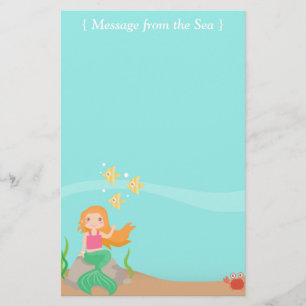 Papelería Mensaje desde el Mar, Sirena con Animales Marinos