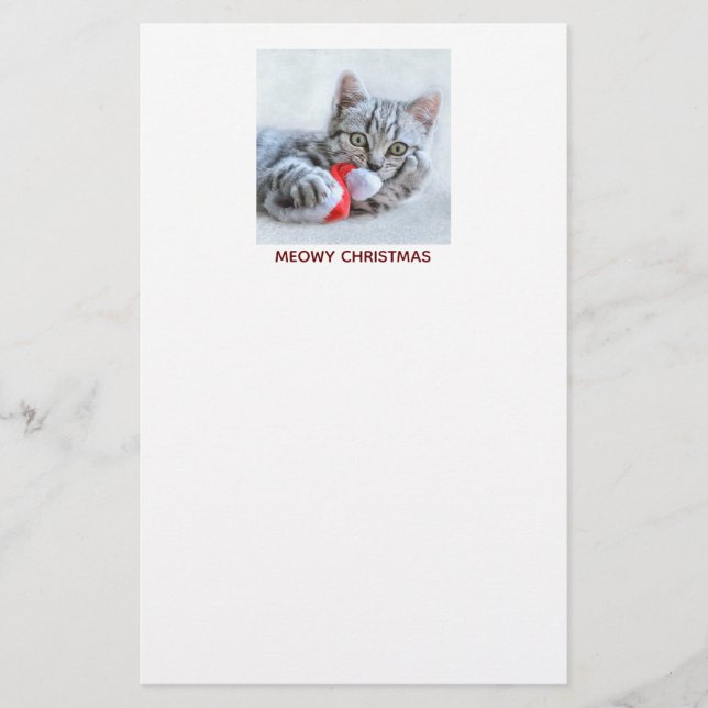 Papelería Meowy Navidades cuelgan grisáceo gato (Anverso)