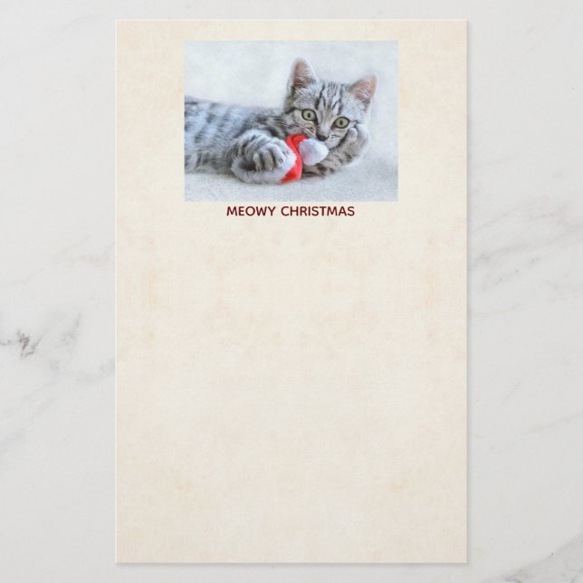Papelería Meowy Navidades cuelgan grisáceo gato (Anverso)