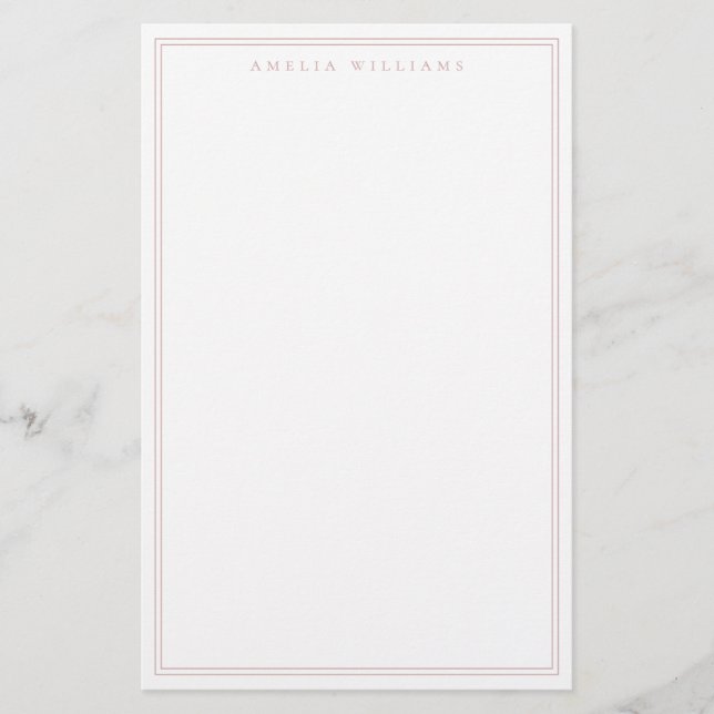 Papelería Minimalist Dusty Rose Monogram Two Border (Anverso)