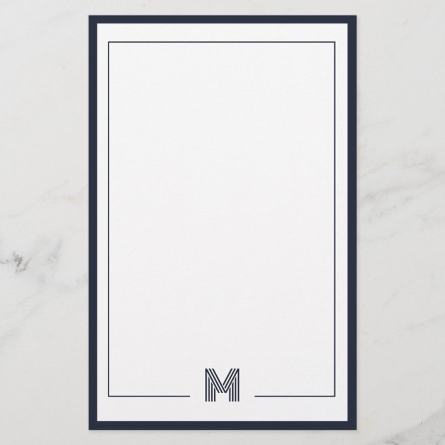 Papelería Minimalist Monogram Double Border Stationery (Anverso)