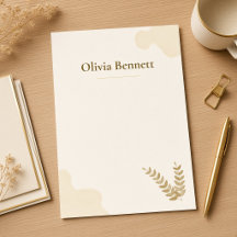 Minimalist Mustard Watercolor Sprig Custom Name