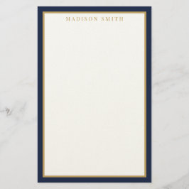 Papelería Minimalist Navy Blue and Gold Monogram