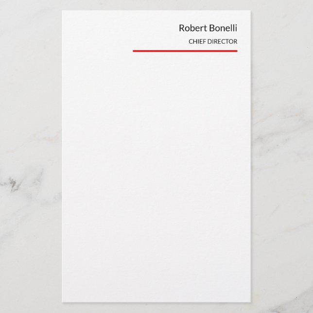 Papelería Minimalista Blanco Rojo Moderno (Anverso)