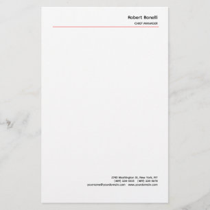 Papelería Minimalista Blanco Rojo Moderno