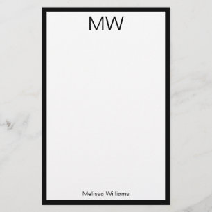 Papelería Minimalista frontera negra monogramada personal