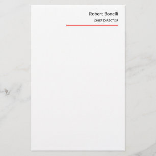 Papelería Minimalista Llano Rojo Blanco Moderno