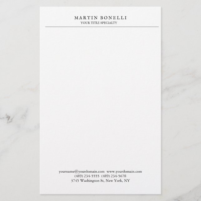 Papelería Minimalista negro y blanco profesional simple (Anverso)