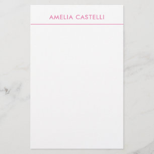 Papelería Minimalista Profesional Sencillo Rosa Blanco