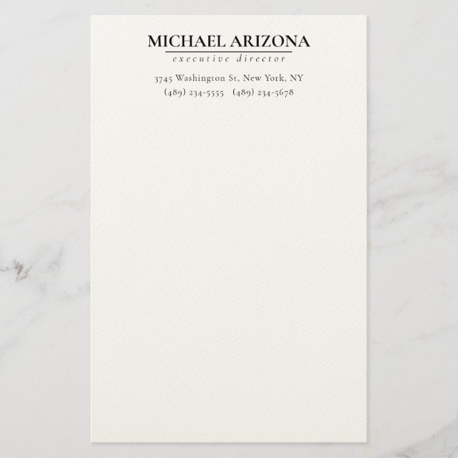 Papelería Minimalista simple blanco y negro (Anverso)