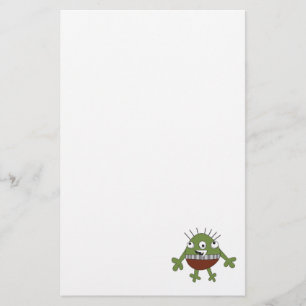 Papelería mira al tonto monstruo verde